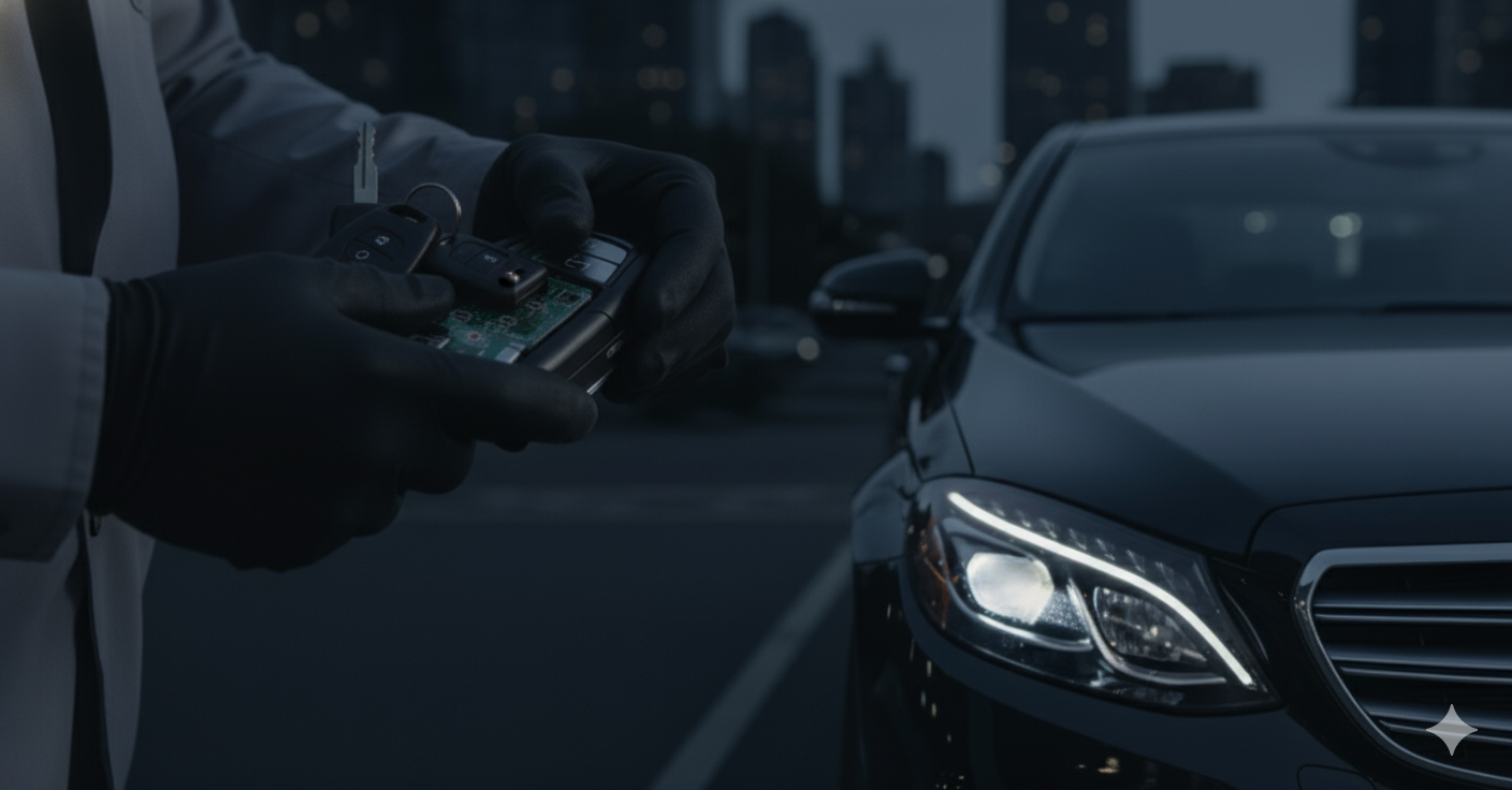 Automotive locksmith handing over programmed smart key